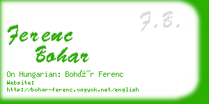 ferenc bohar business card